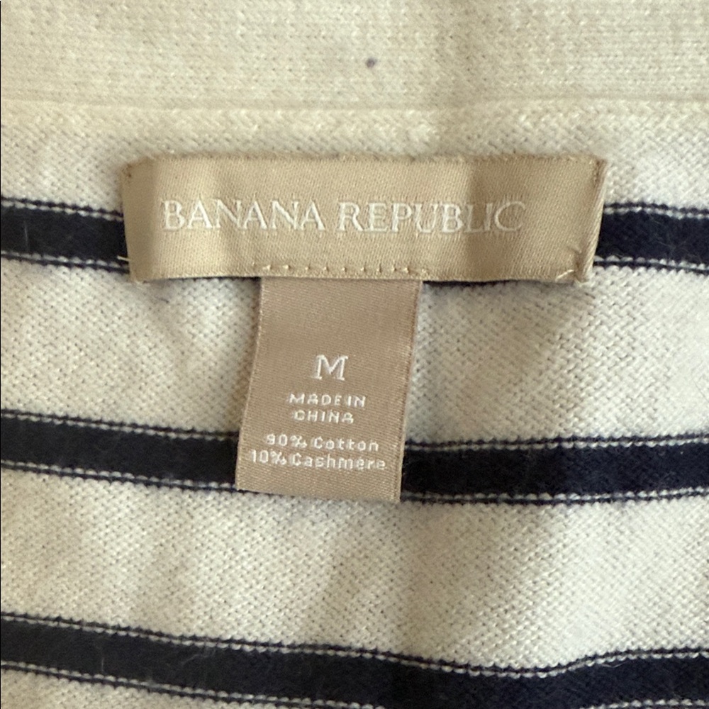 Banana Republic Navy and White Striped Cardigan - Picture 2 of 3